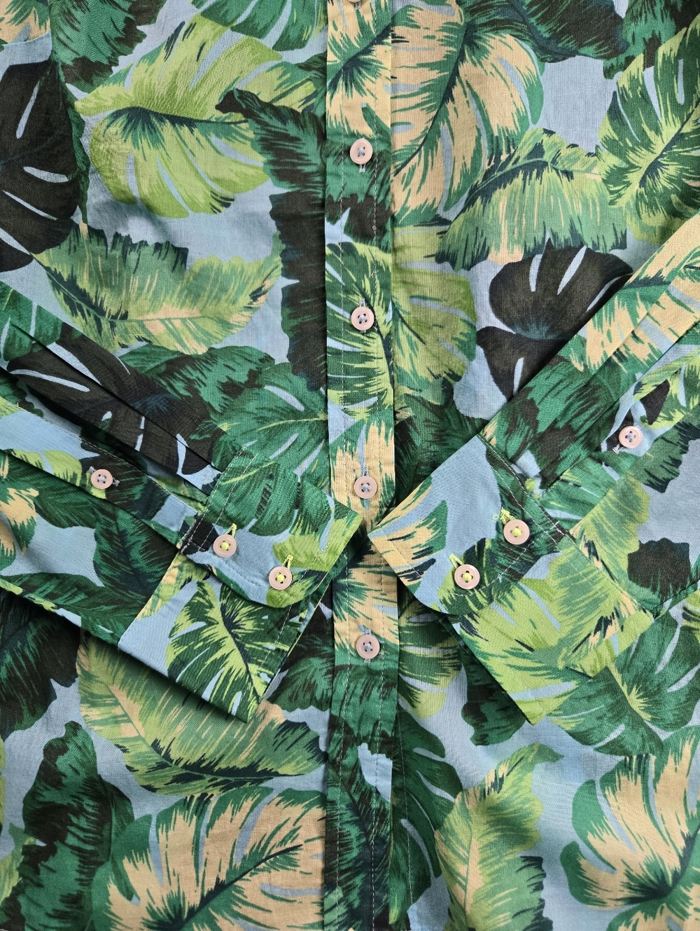 Talbots Modern Classic Isle Fronds Palm Leaf Long Sleeve Cotton Button Up Shirt‎ - Picture 8 of 12